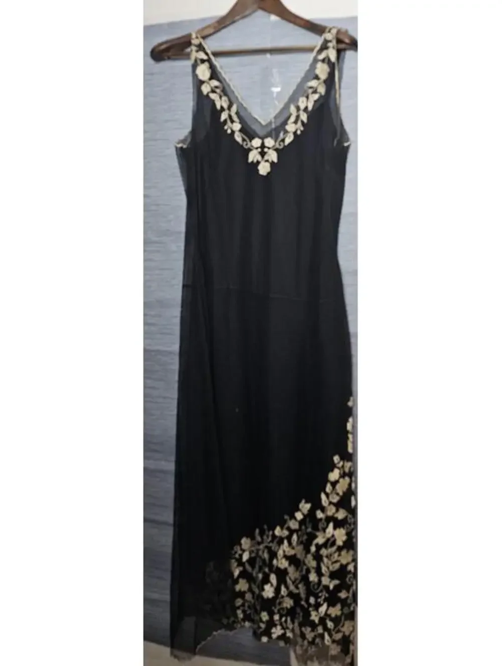 Newport News Dress Black Womens 12 Sheer Floral Embroidery - Picture 5 of 8